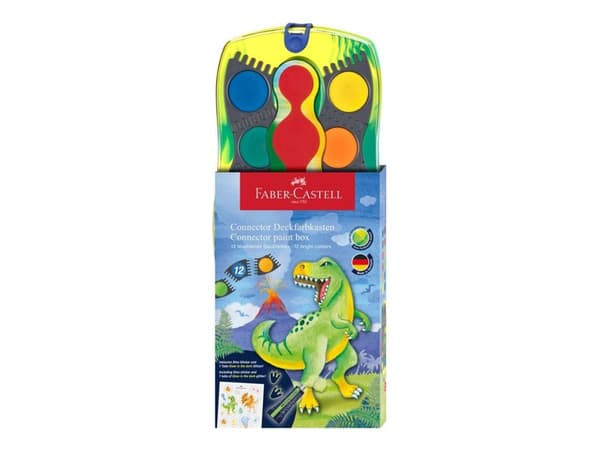 Faber-Castell CONNECTOR Dinosaur - Malingssett - 12 farger - assorterte lyse farger - opak
