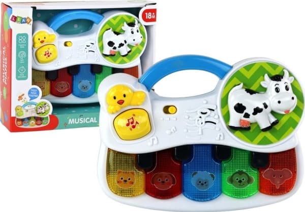 LeanToys lite piano for småbarn, dyr, lys, lyder