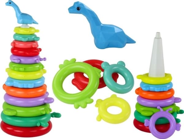LeanToys Pyramid Giraff Pussel 13 Cirklar Färgglada 43cm x 18cm x 18cm