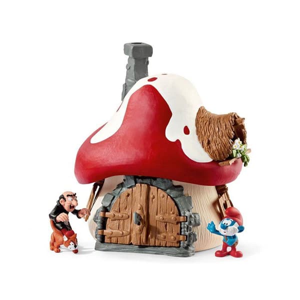 Schleich figurin - Smurfarnas hus med 2 figurer - Smurf och Gargamel