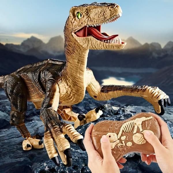 Fjärrstyrd leksak - Brun - Dinosaurus - Ljud och ljus - Stor - Plast
