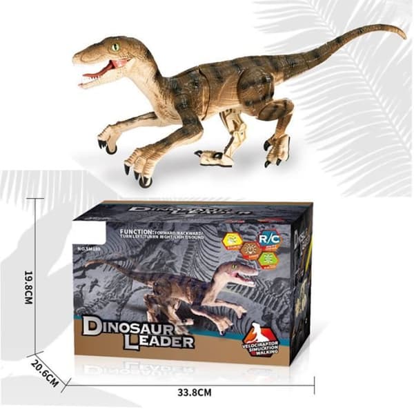 Dinosaurieleksak med fjärrkontroll, med ljus och ljud, realistisk elektrisk dinosaurieleksak, julklappar för barn - brun
