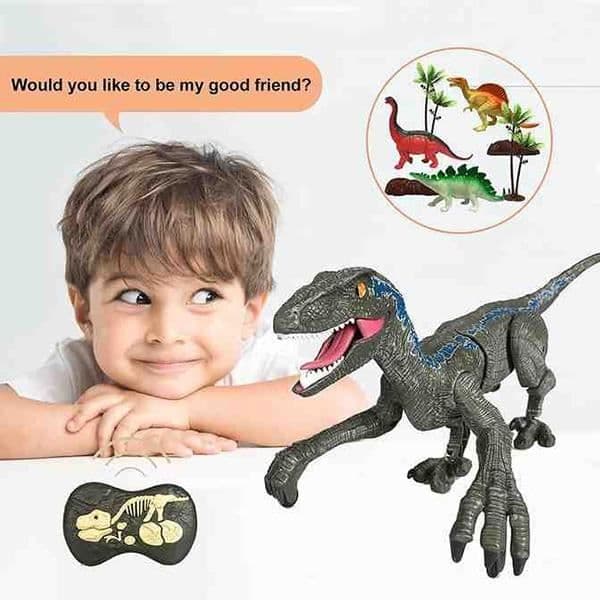Fjärrstyrd dinosaurie på flykt leksak - BOROFONE - Grå - Ljud- och ljussimulering - Inomhus och utomhus