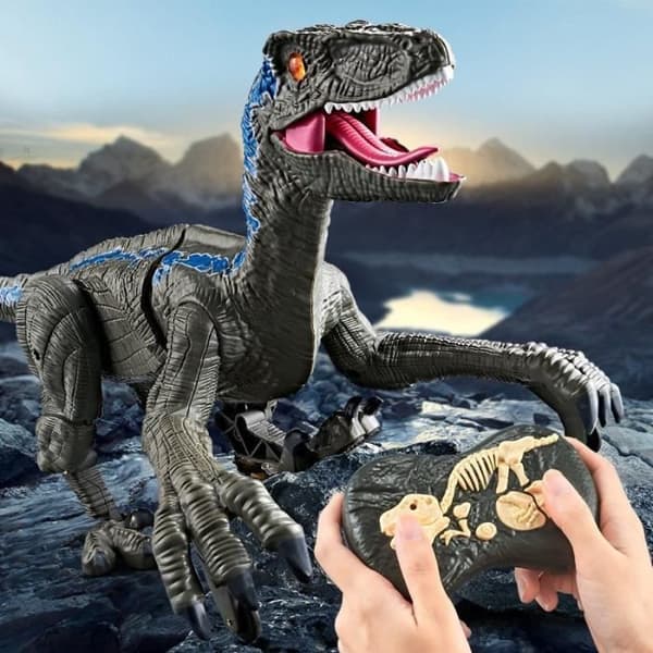 Fjärrstyrd dinosaurie på flykt leksak - BOROFONE - Grå - Ljud- och ljussimulering - Inomhus och utomhus