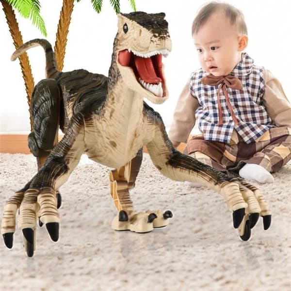 El-remote dinosaurie Raptor Velociraptor leksaker med ljus och gångmodell djurspel för barn