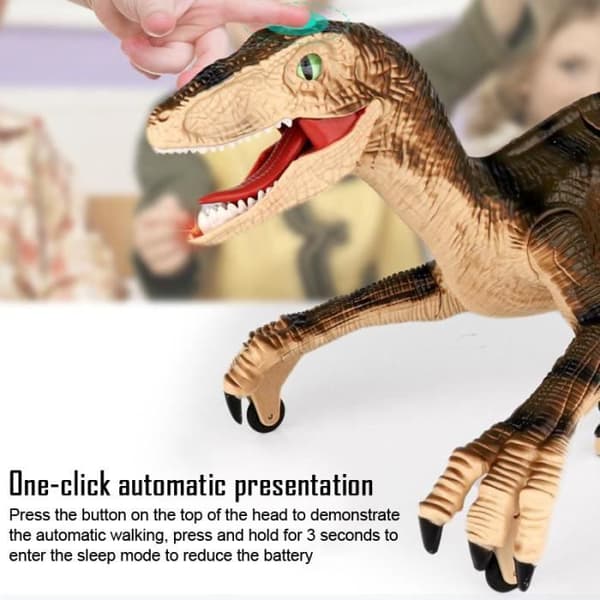 RC Dinosaur Walking Robot Toy - ROKOO - Brun - Ljud- och ljussimulering