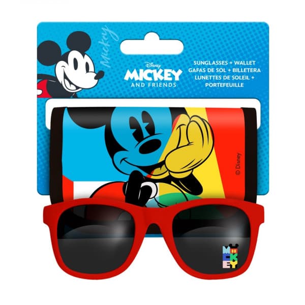 ZTR Barn Plånbok & Solglasögon Disney Musse Mickey Svart & Röda