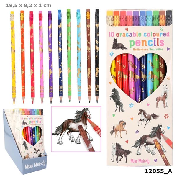 Leksaker Miss Melody Häst Hästar 10-pack Färgpennor pennor Suddbara