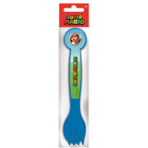 Super Mario Bestick Cutlery Sked & Gaffel Plast Blåa 16cm