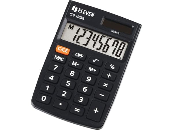 Eleven Calculator Eleven Calculator SLD100NR, sort, lomme, 8 plasser