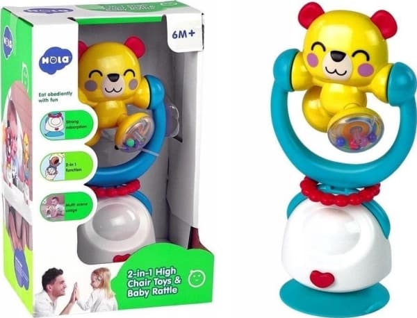 Teddy bear rattle with suction cup