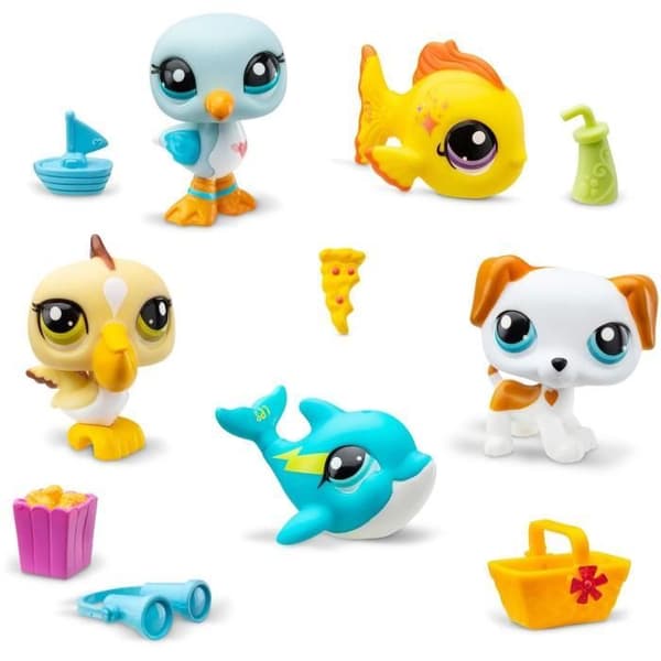 BANDAI - Littlest Pet Shop - Collector Set Beach Theme - 5 djur och tillbehör - BF00517