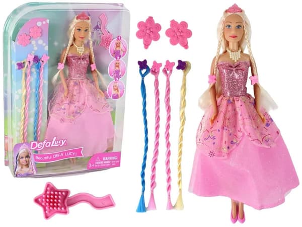 LeanToys Rosa Lucy Princess Doll Hårtilbehør