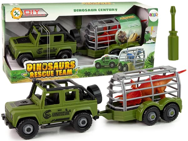 Off-road biltransporter til demontering af DIY grøn dinosaur
