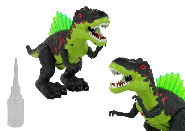 Dinosaurie andas eld Vattenånga lyser grönt Batteridriven