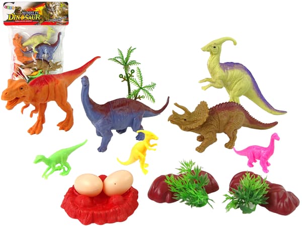 Sæt med dinosaurfigurer med tilbehør 15 stk