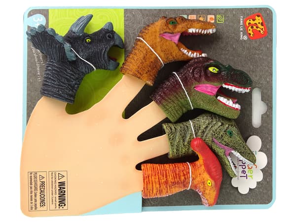 Farverige dinosaur-fingerdukker 5 stk