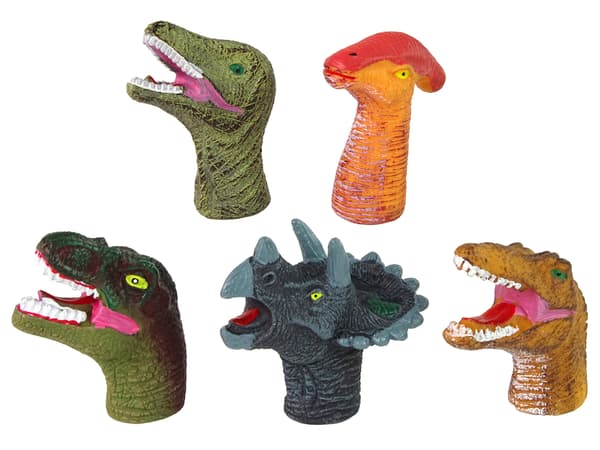 Farverige dinosaur-fingerdukker 5 stk