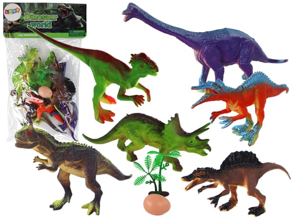 Sæt med 6 dinosaurfigurer og tilbehør