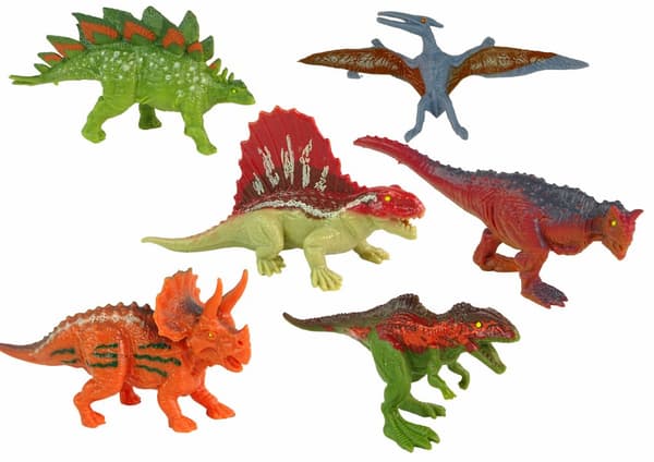 Sæt med dinosaurfigurer 6 styk Farverig
