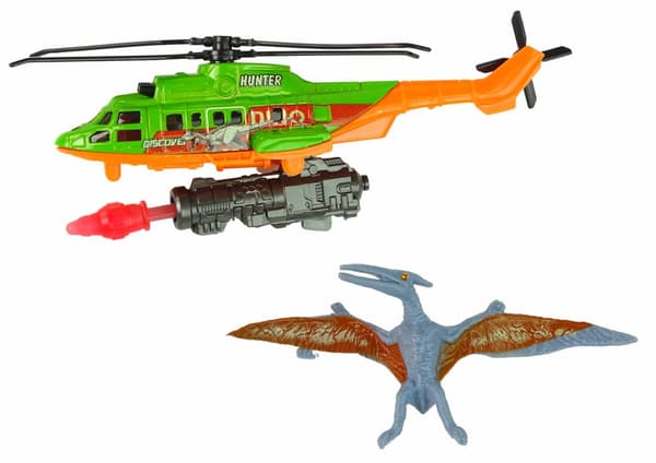 Grøn Helikopter Dinosaur Transport Dino Park Sæt