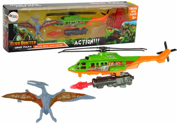 Grøn Helikopter Dinosaur Transport Dino Park Sæt