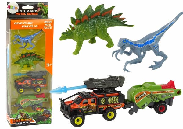 Dinosaurier Set Auto Rocket Orange Semi Trailer