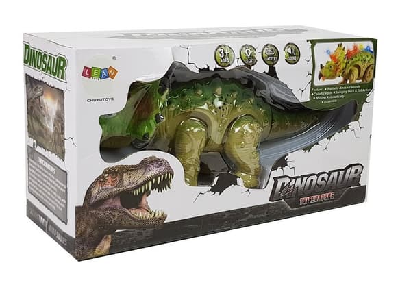 Batteridriven dinosaurie Triceratops Green