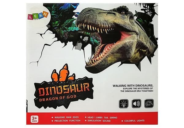 Grön batteridriven dinosaurie rör sig med en ljudprojektor