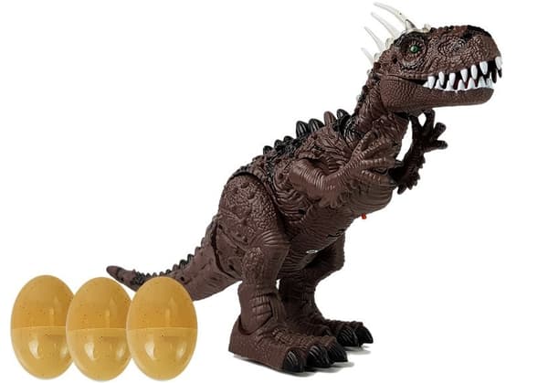 Brun batteridriven dinosaurie rör sig med en ljudprojektor