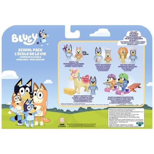 Bluey's School Friends Figurer - Älgleksaker - Set med 4 - För barn från 3 år och uppåt