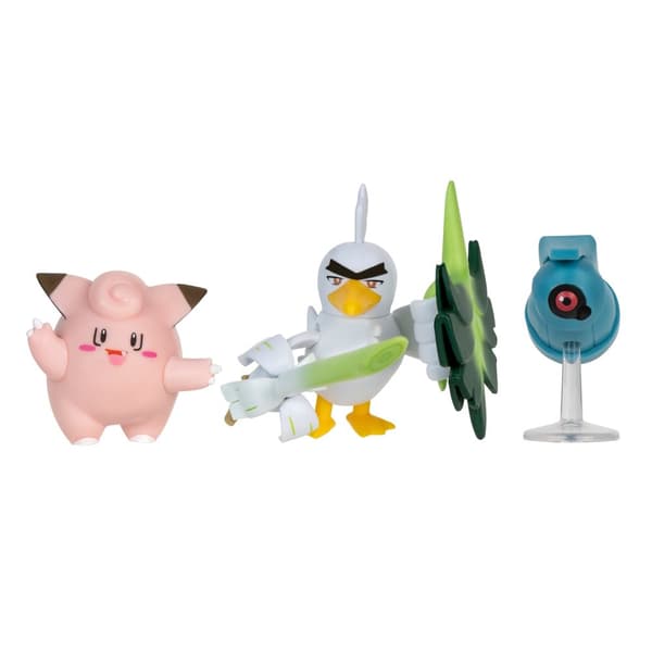 Pokemon Battle Figure Set Beldum + Sirfetch'd + Clefairy