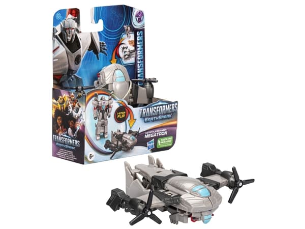 Transformers EarthSpark 1-Step Flip Changer Megatron, 6 År, Plast, Grå, Röd, 39 g