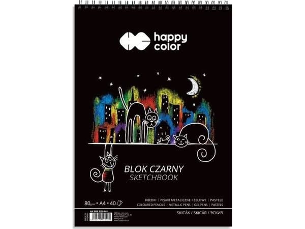Block A4/40K black Cats 80g spiral HAPPY COLOR