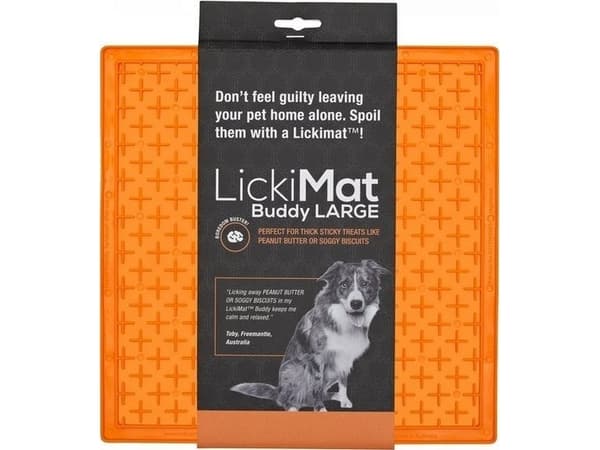 LickiMat LickiMat Buddy Large Cross pehmeä oranssi valkoinen