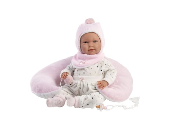 Llorens Llorens 74102 Mimi gråtende babydukke 42 cm med croissantpute