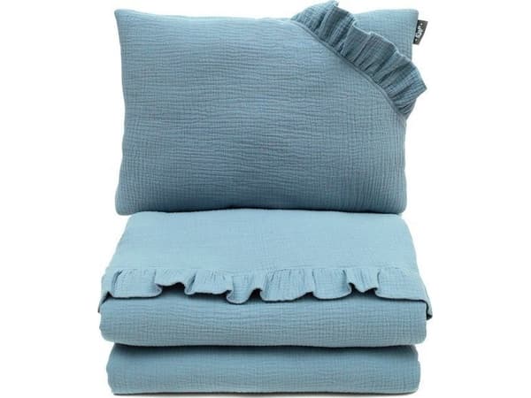 PULP BAMBOO Muslin Bäddset 80x100 cm Blå