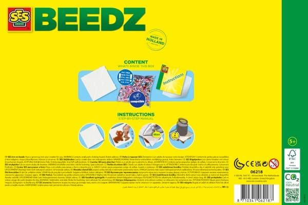 SES Creative Beedz 06218, 5 år, Gutt/Jente, Barn, Fotoark kartong, Flerfarget, 1800 stykker