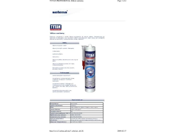 TYTAN SILIKON SANITARNY BEZBARWNY 280ml PROFESSIONAL