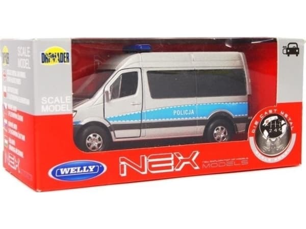 Welly Mercedes Sprinter 1:34 Police sølv WELLY
