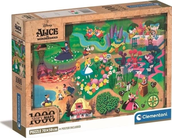 Puslespil Story Maps Alice in wonderland, 1000 brikker