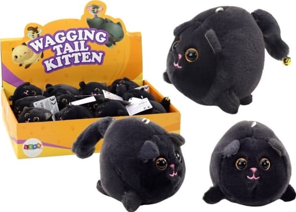 LeanToys Plysj Stretchy Cat Jumping Mascot Black