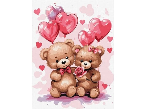 Painting by numbers - Teddy bears in love 30x40cm
