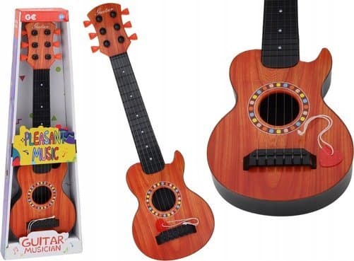 LeanToys lekegitar for barn, trekube, oransje