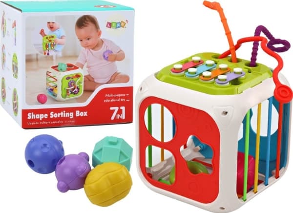 LeanToys Pedagogisk kub för småbarn Sorterare för babycymbaler 7in1