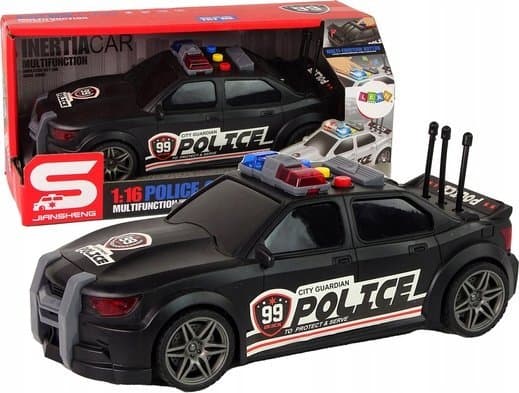 LeanToys Sports Car Police 1:16 Black Sound