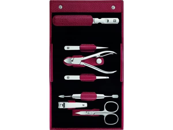 Zwilling Classic Inox Travel Set – 7 pcs Leather Pouch - Red