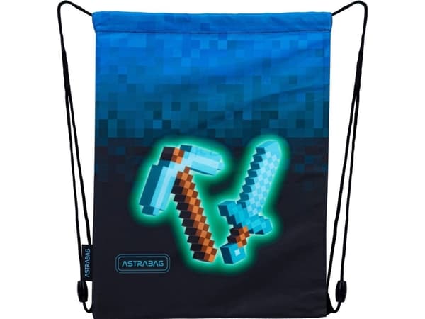 Astra Minecraft reppu kenkä laukku tossut Sininen Pixel 33x40cm ASTRABAG ASTRABAG
