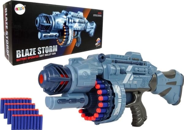 LeanToys Stor riflepistol med skumkuler 40 stk. Rotary Magazine