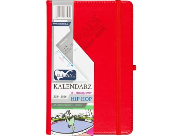 Kalender 2024/2026 A5 18M + anteckningsbok Hip Hop röd